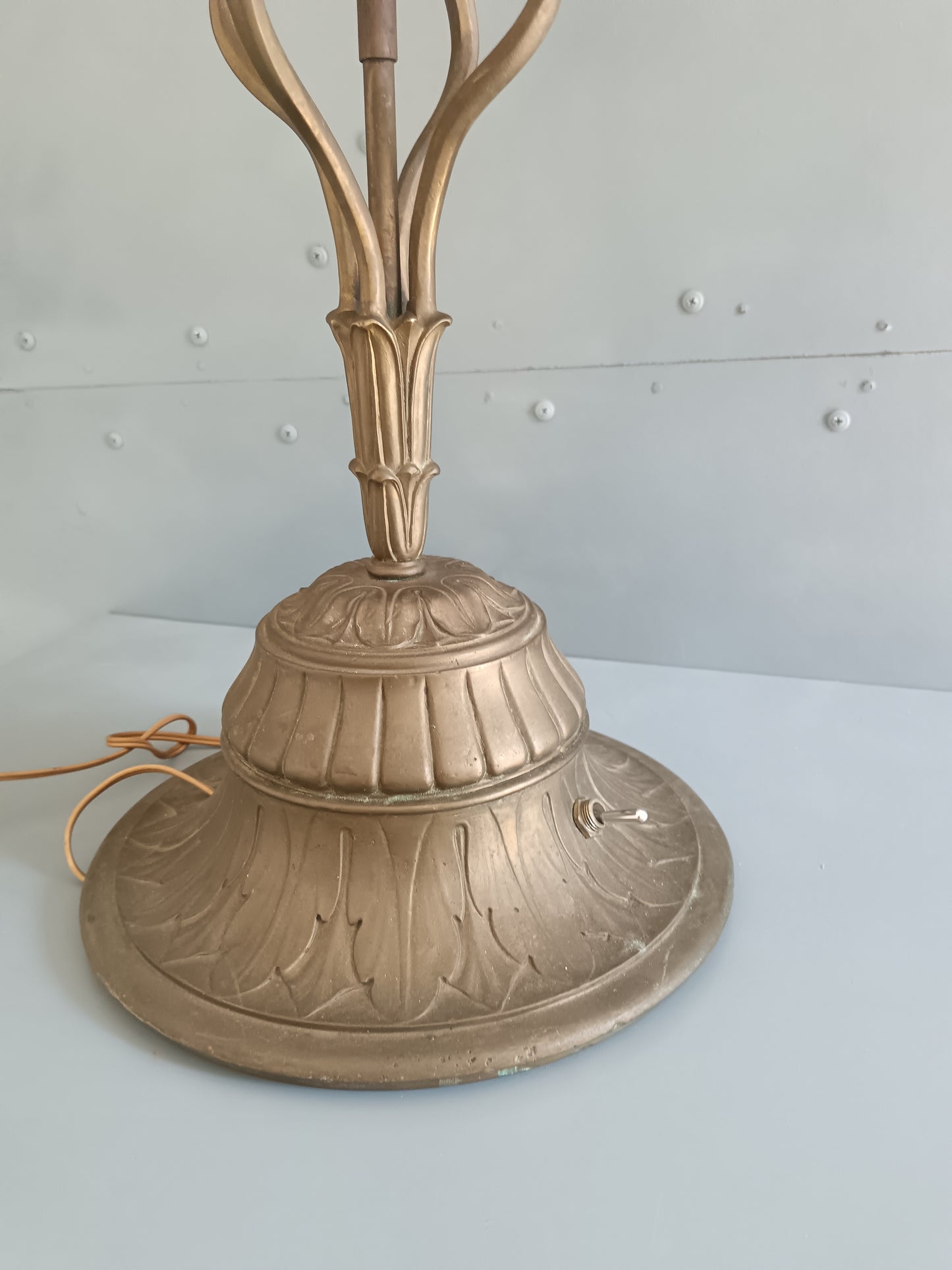 Antica Lampada Bronzo Dorato Neogotica Neorinascimentale Fine XIX Secolo H49