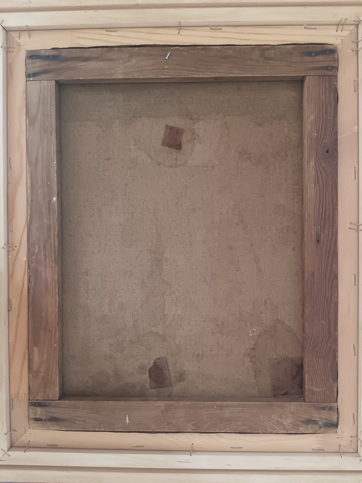 Dipinto Olio Su tela "Scena Nel Parco Con Padiglione e Figure" prima metà del XX Secolo Cornice in legno