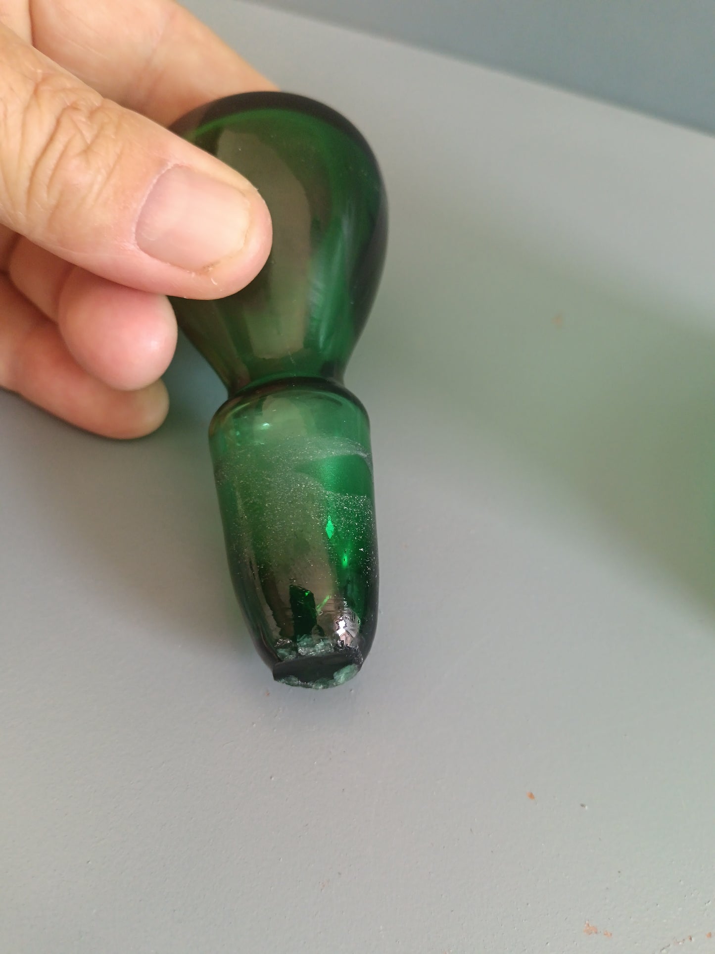 Bottiglia Decanter Empoli Anni '50 Vetro Soffiato Verde Smeraldo con Tappo Originale Vintage