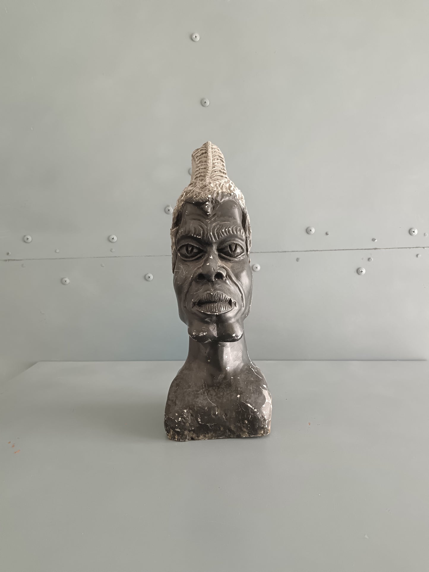 Scultura africana in pietra 28 cm – Busto maschile – Zimbabwe/Shona