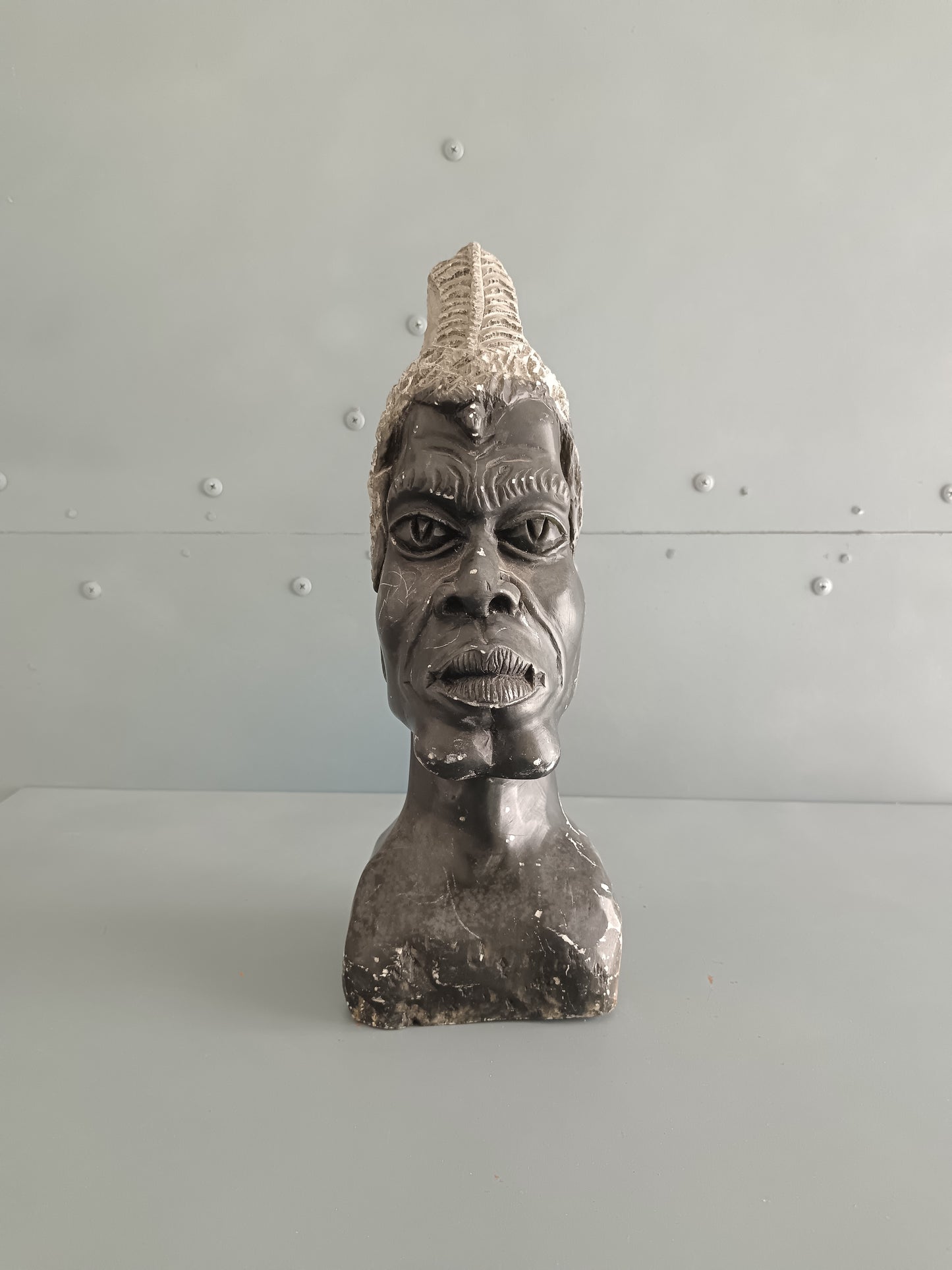 Scultura africana in pietra 28 cm – Busto maschile – Zimbabwe/Shona