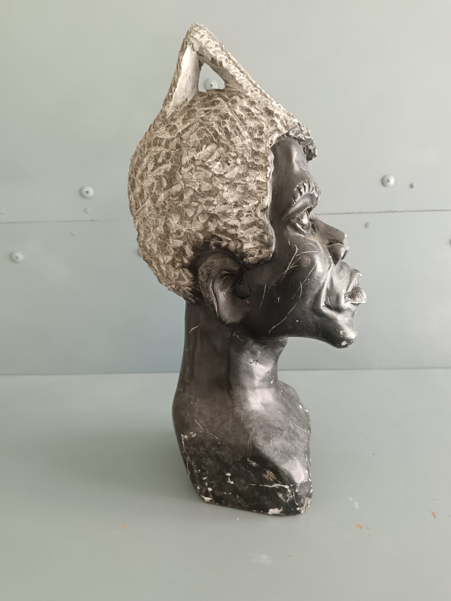Scultura africana in pietra 28 cm – Busto maschile – Zimbabwe/Shona