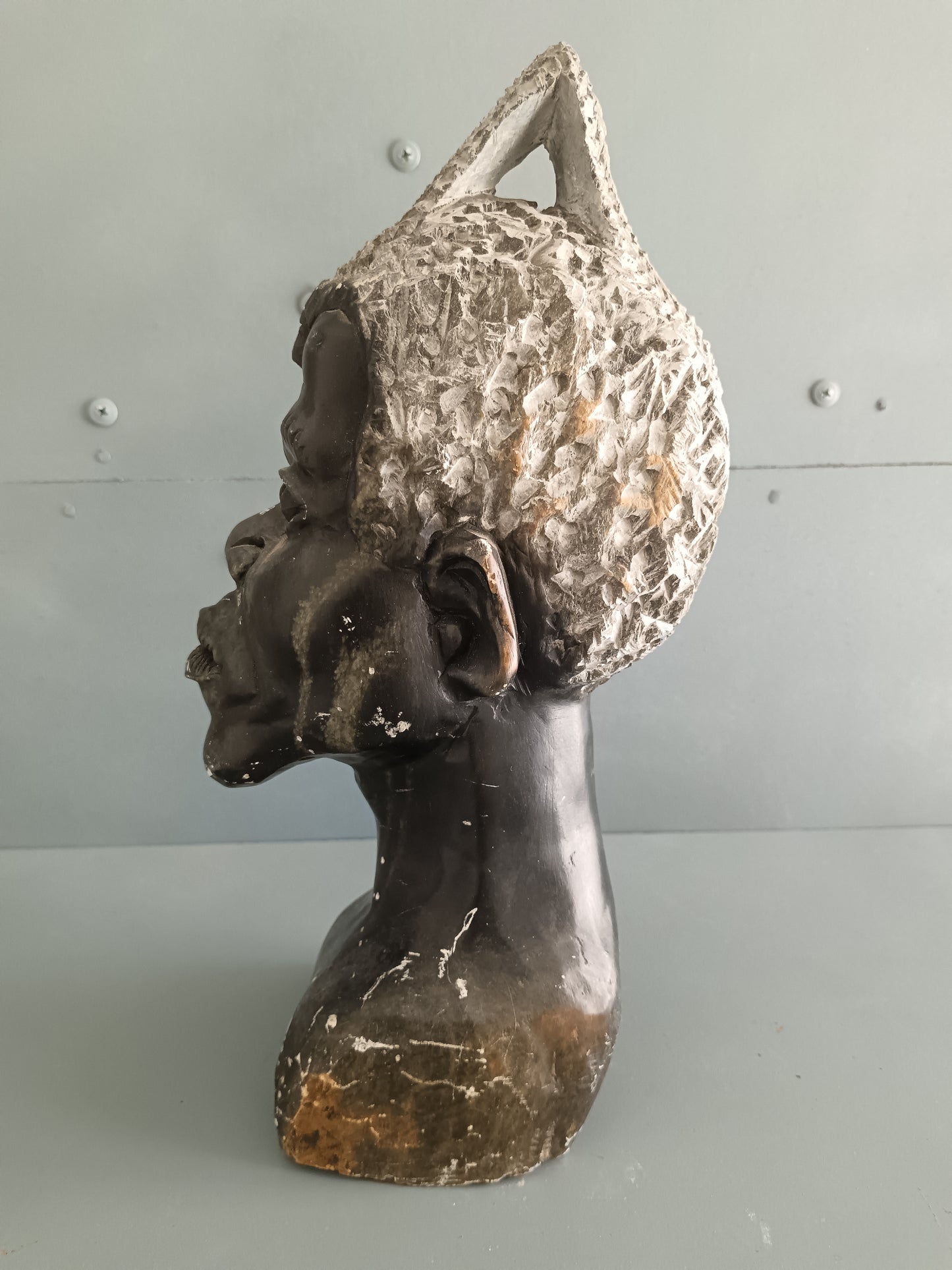 Scultura africana in pietra 28 cm – Busto maschile – Zimbabwe/Shona
