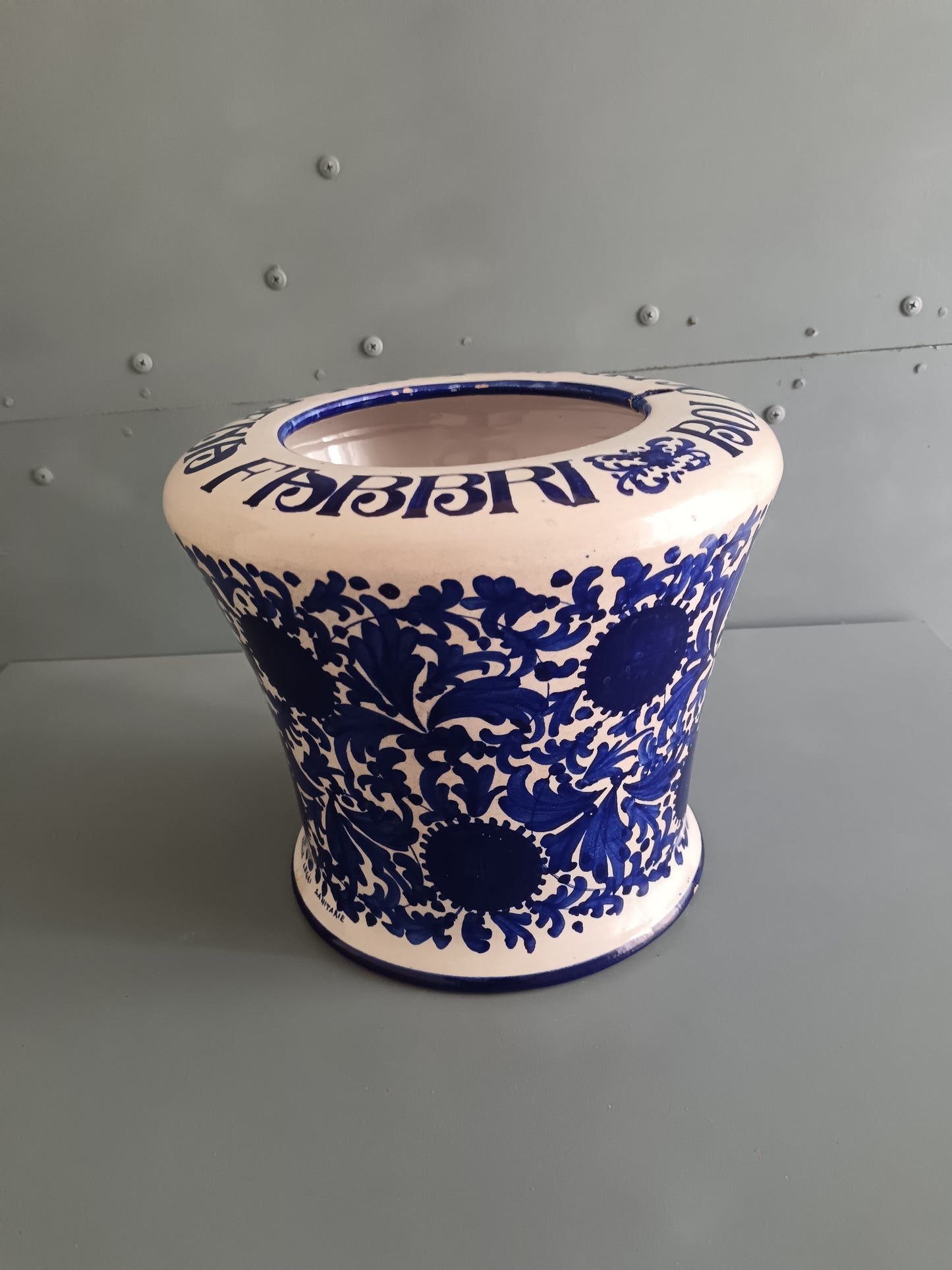RARO VASO TRERÈ FAENZA MAIOLICA DIPINTA A MANO BLU COBALTO FIRMATO CERAMICA