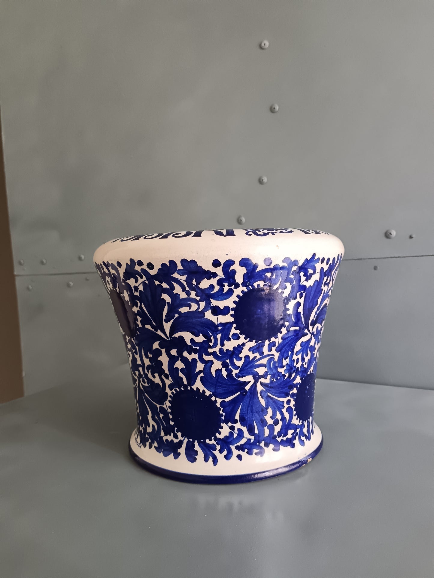 RARO VASO TRERÈ FAENZA MAIOLICA DIPINTA A MANO BLU COBALTO FIRMATO CERAMICA