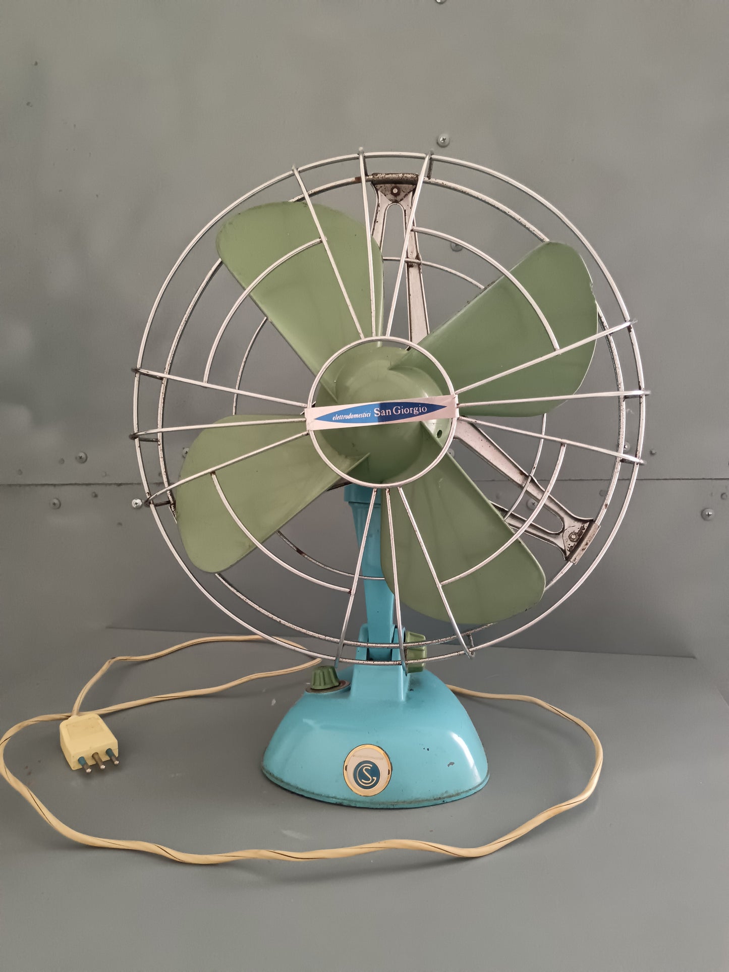 Ventilatore San Giorgio Vintage Anni ’50 Turchese Verde – Modernariato Italiano