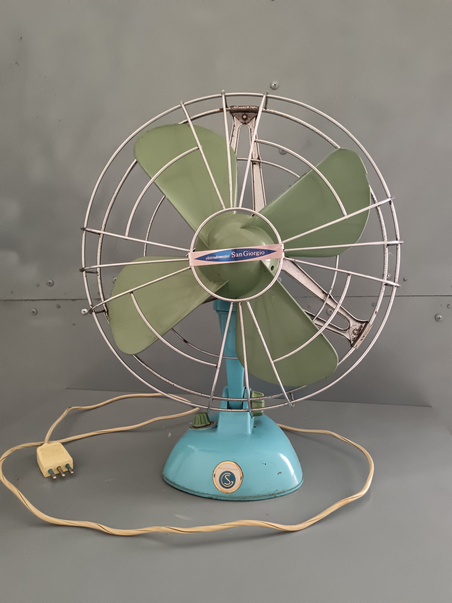 Ventilatore San Giorgio Vintage Anni ’50 Turchese Verde – Modernariato Italiano