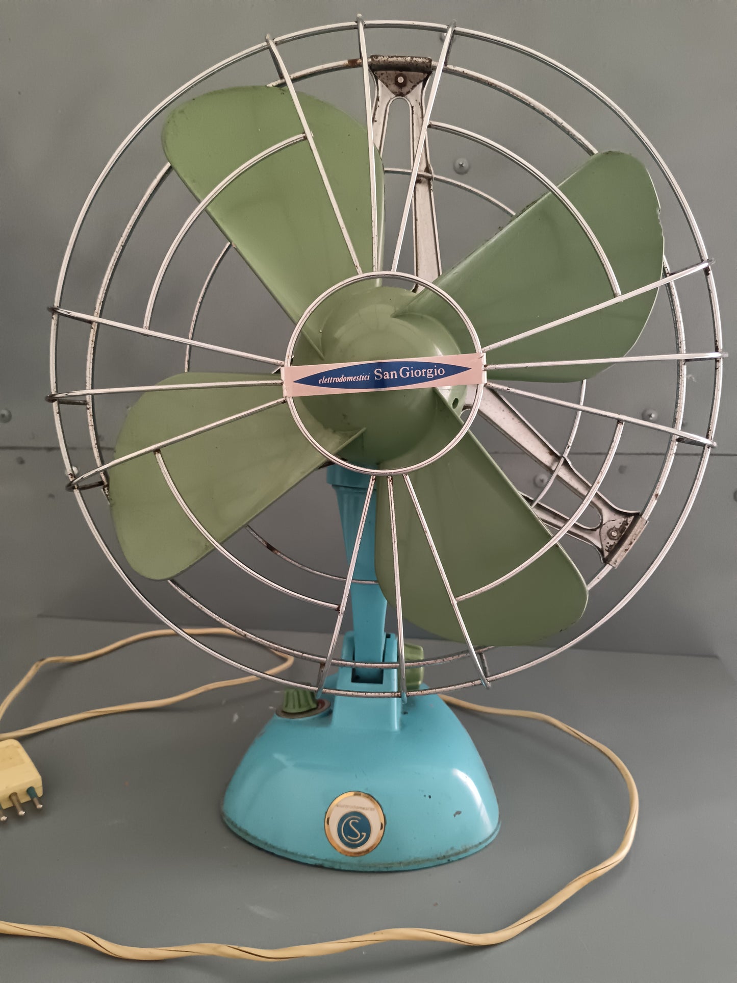 Ventilatore San Giorgio Vintage Anni ’50 Turchese Verde – Modernariato Italiano