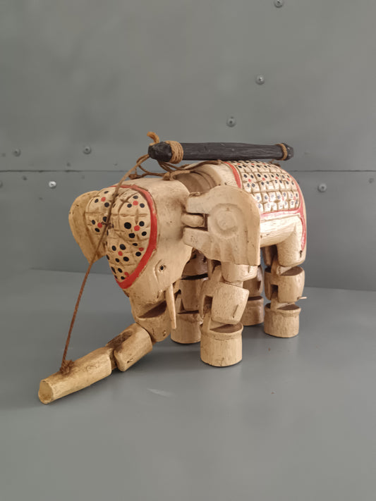 MARIONETTA KATHPUTLI RARA PRIMO '900 – ELEFANTE IN LEGNO – RAJASTHAN INDIA – ETNOGRAFIA