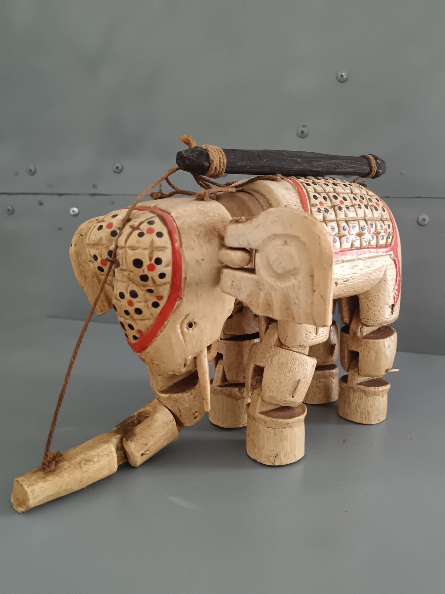 MARIONETTA KATHPUTLI RARA PRIMO '900 – ELEFANTE IN LEGNO – RAJASTHAN INDIA – ETNOGRAFIA