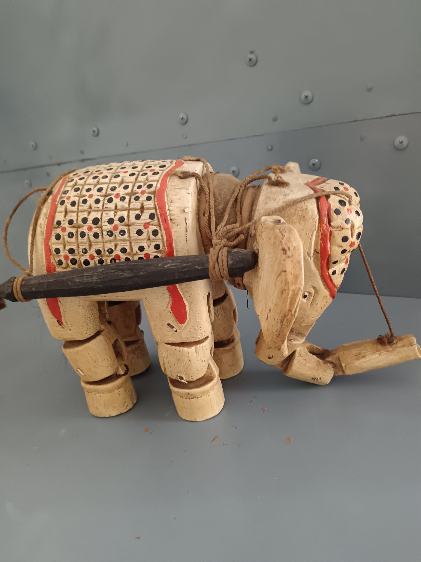 MARIONETTA KATHPUTLI RARA PRIMO '900 – ELEFANTE IN LEGNO – RAJASTHAN INDIA – ETNOGRAFIA