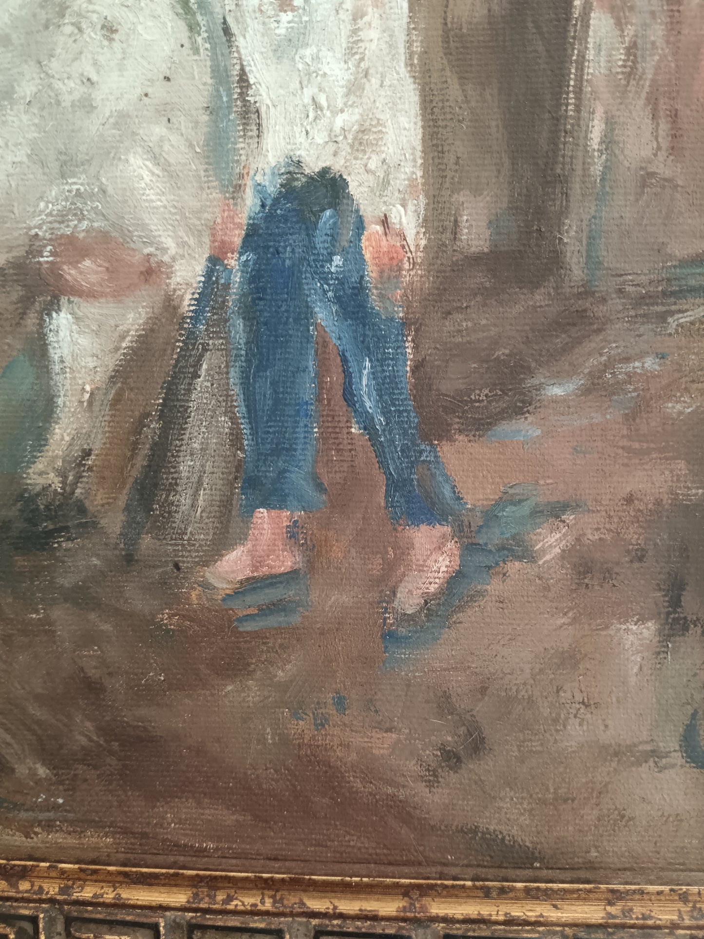 GAETANO BOCCHETTI 1888-1990 OLIO SU TELA 40x30 SCENA RURALE CONTADINA E BOVINO