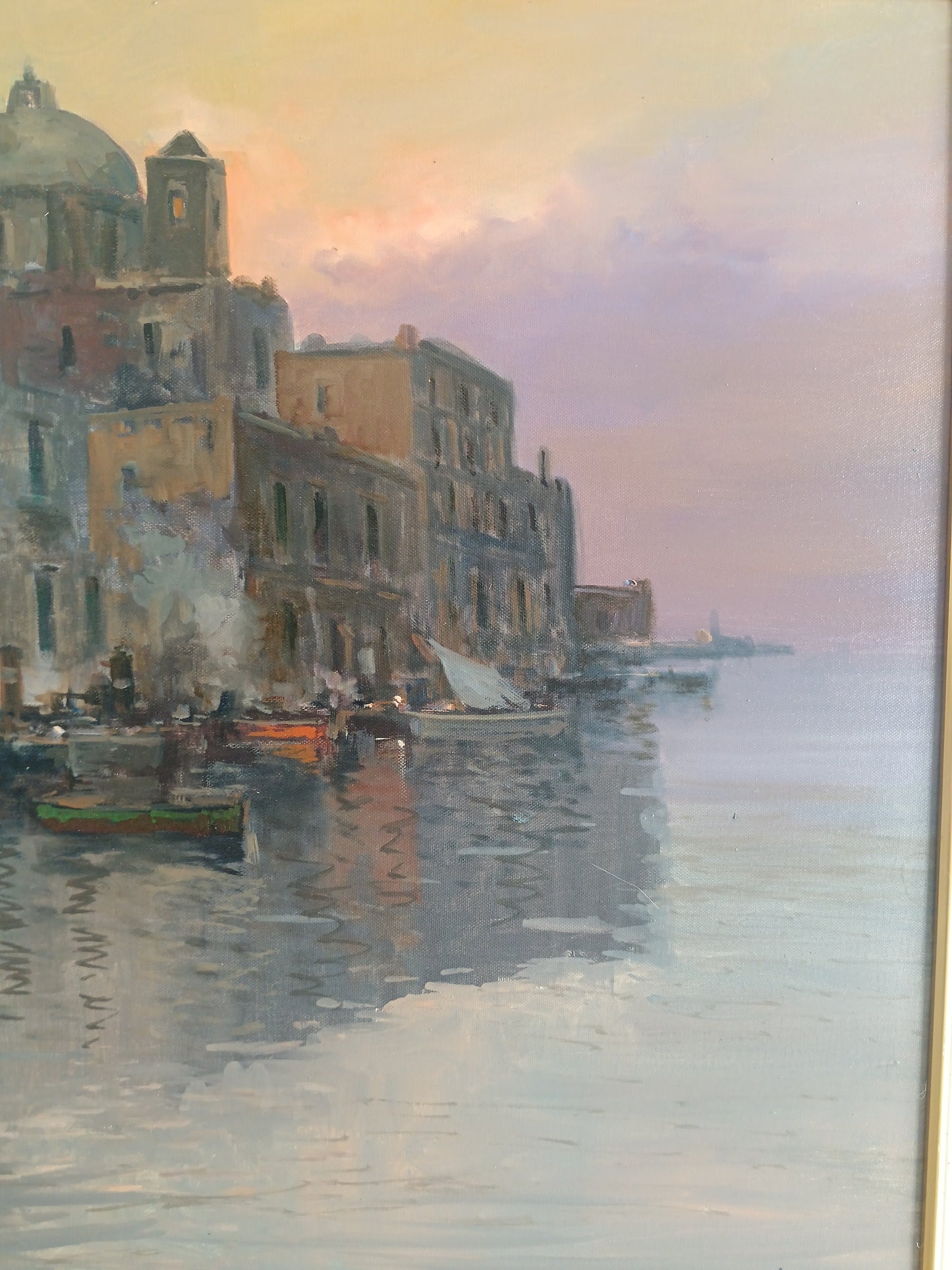 Vincenzo Laricchia 1940-2017 “Darsena di Pozzuoli” Olio su Tela 50x70 Firmato