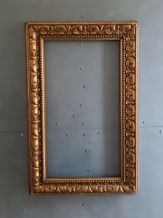 Antica Cornice Italiana XIX Secolo 1860-1890 – Legno Intagliato Dorato – Umbertina