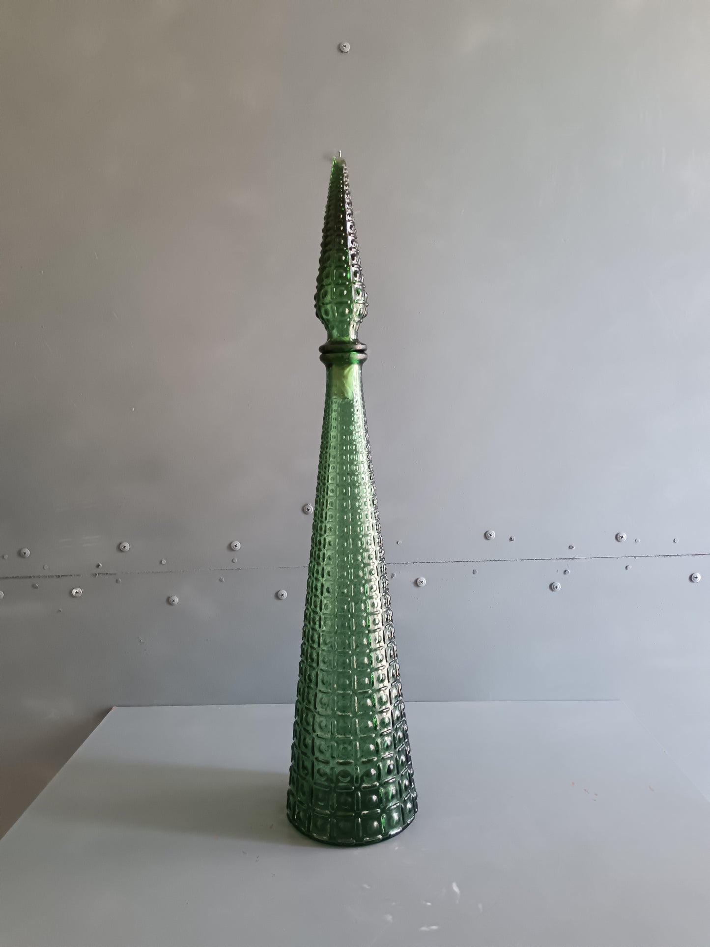 EMPOLI VINTAGE ANNI '60/'70 BOTTIGLIA DEL GENIO 55 CM VETRO VERDE ITALIANO