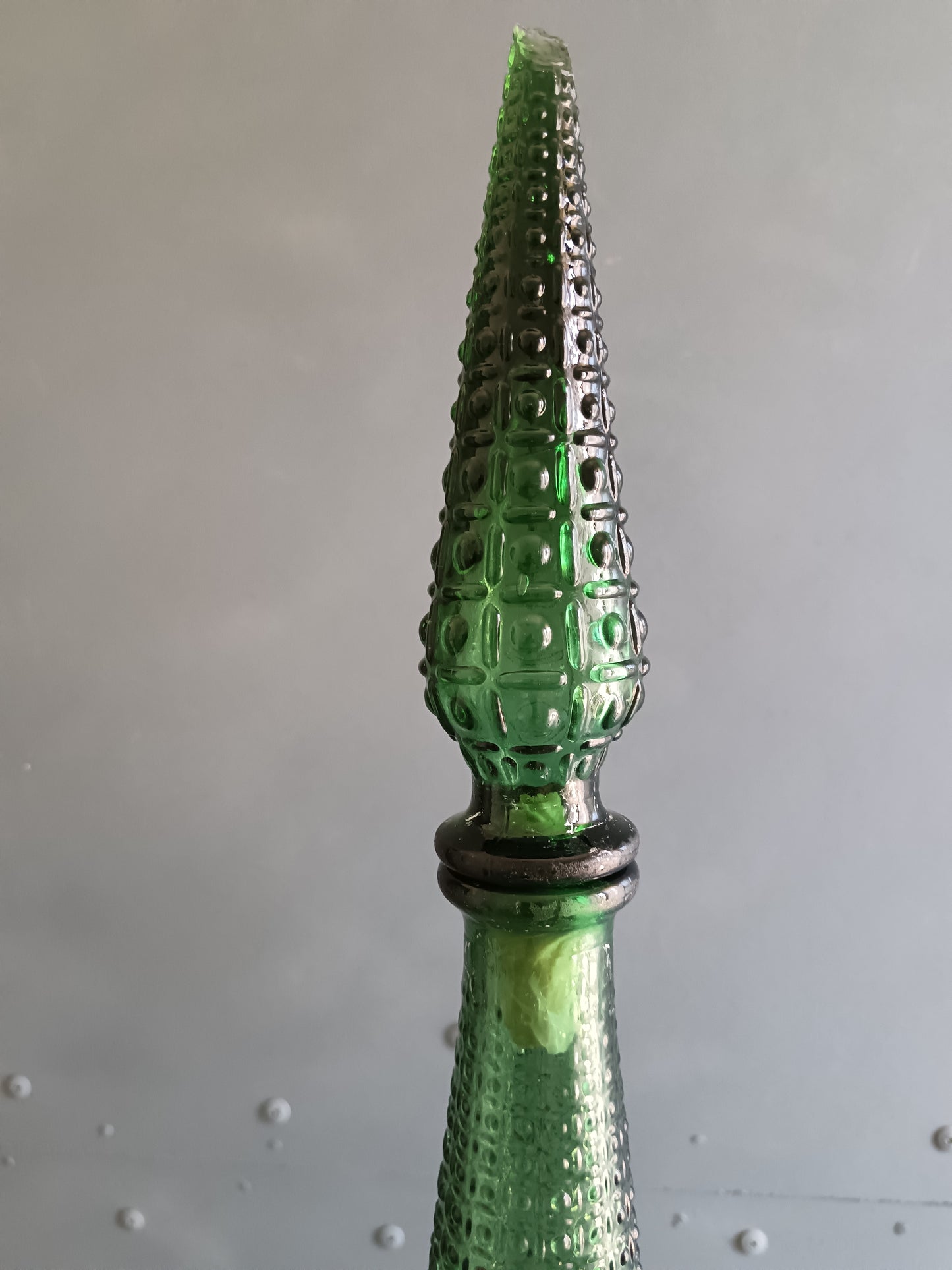 EMPOLI VINTAGE ANNI '60/'70 BOTTIGLIA DEL GENIO 55 CM VETRO VERDE ITALIANO