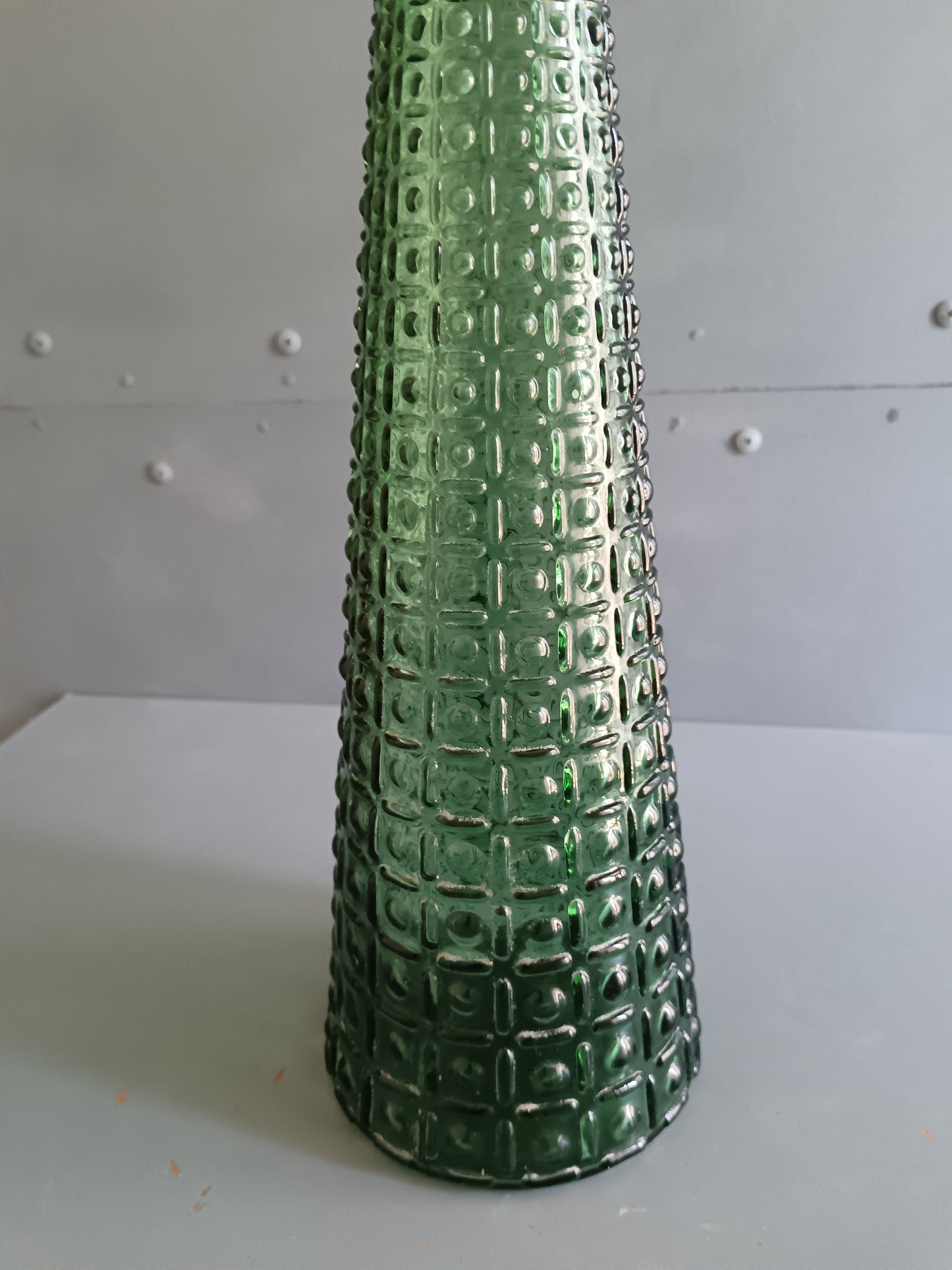 EMPOLI VINTAGE ANNI '60/'70 BOTTIGLIA DEL GENIO 55 CM VETRO VERDE ITALIANO