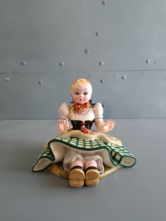 ANTICA STATUINA CERAMICA ITALIANA ANNI ’40 – FORNACE NORD ITALIA – BAMBINA TIROLESE