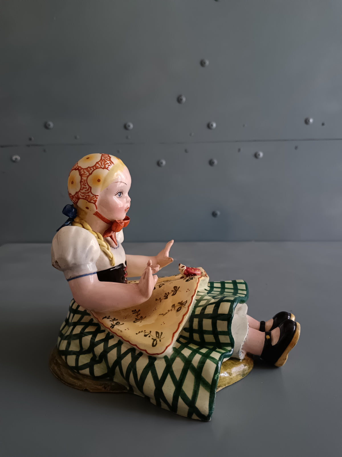 ANTICA STATUINA CERAMICA ITALIANA ANNI ’40 – FORNACE NORD ITALIA – BAMBINA TIROLESE