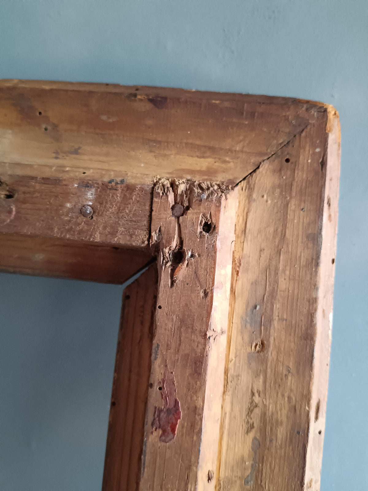 Cornice Antica Dorata a Foglia Metà 800 Ottocento Legno per Specchio Quadro