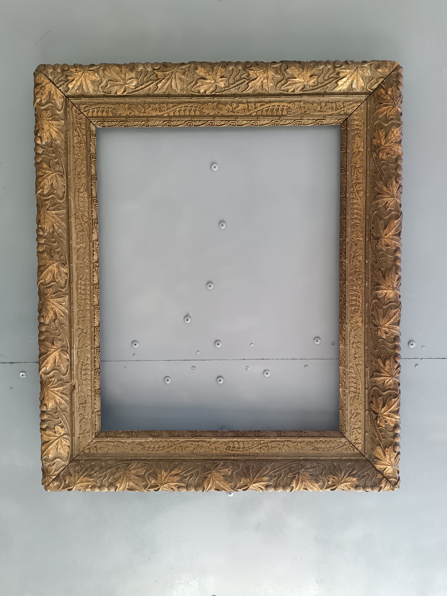 ANTICA CORNICE ITALIANA IN PASTIGLIA E FOGLIA D'ORO FINE '800