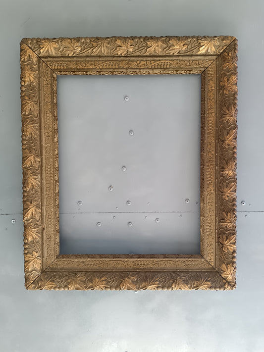 ANTICA CORNICE ITALIANA IN PASTIGLIA E FOGLIA D'ORO FINE '800