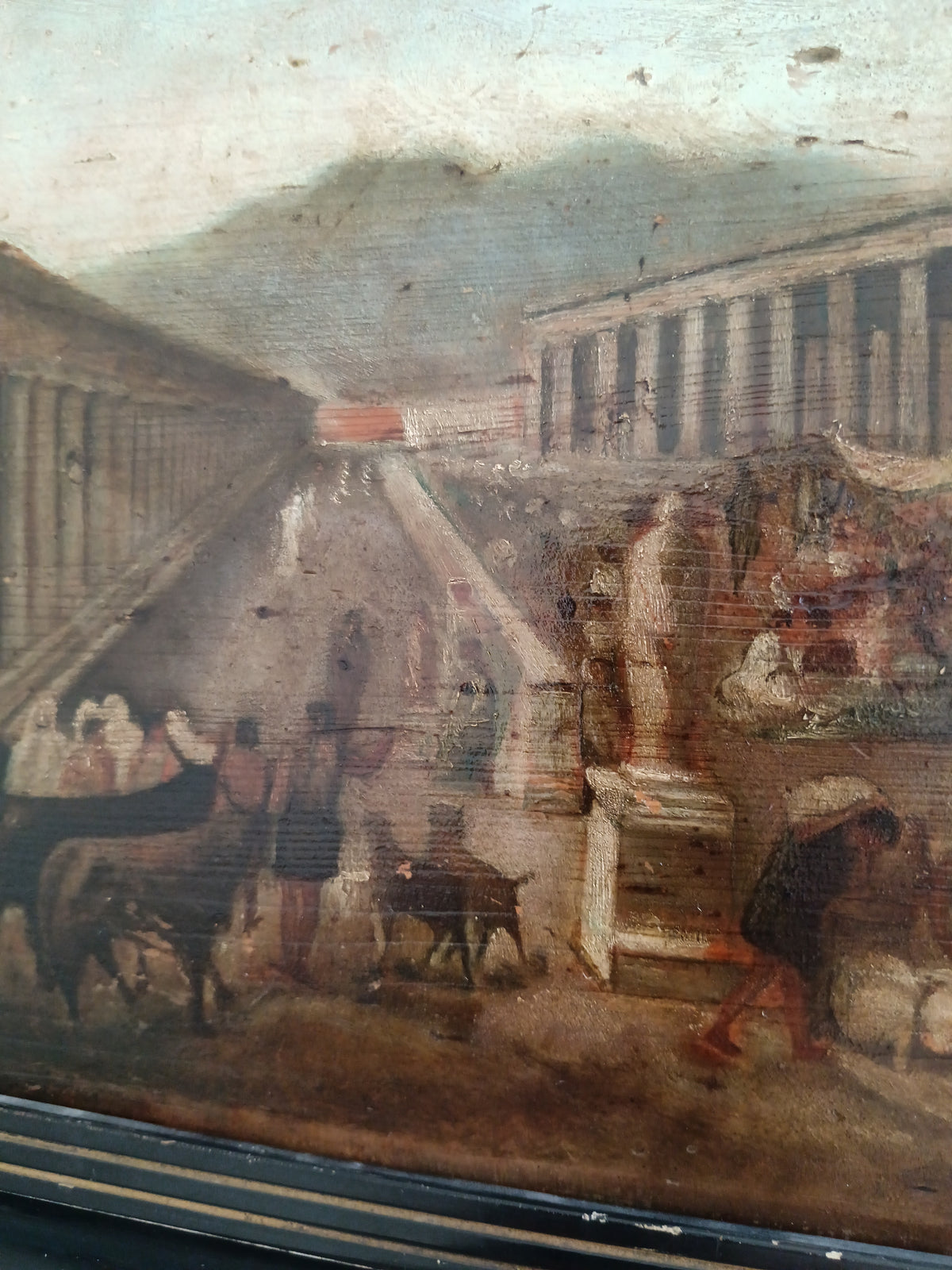 Quadro Antico Ottocento Olio su Tavola Paestum Grand Tour Napoli Caserta 1886