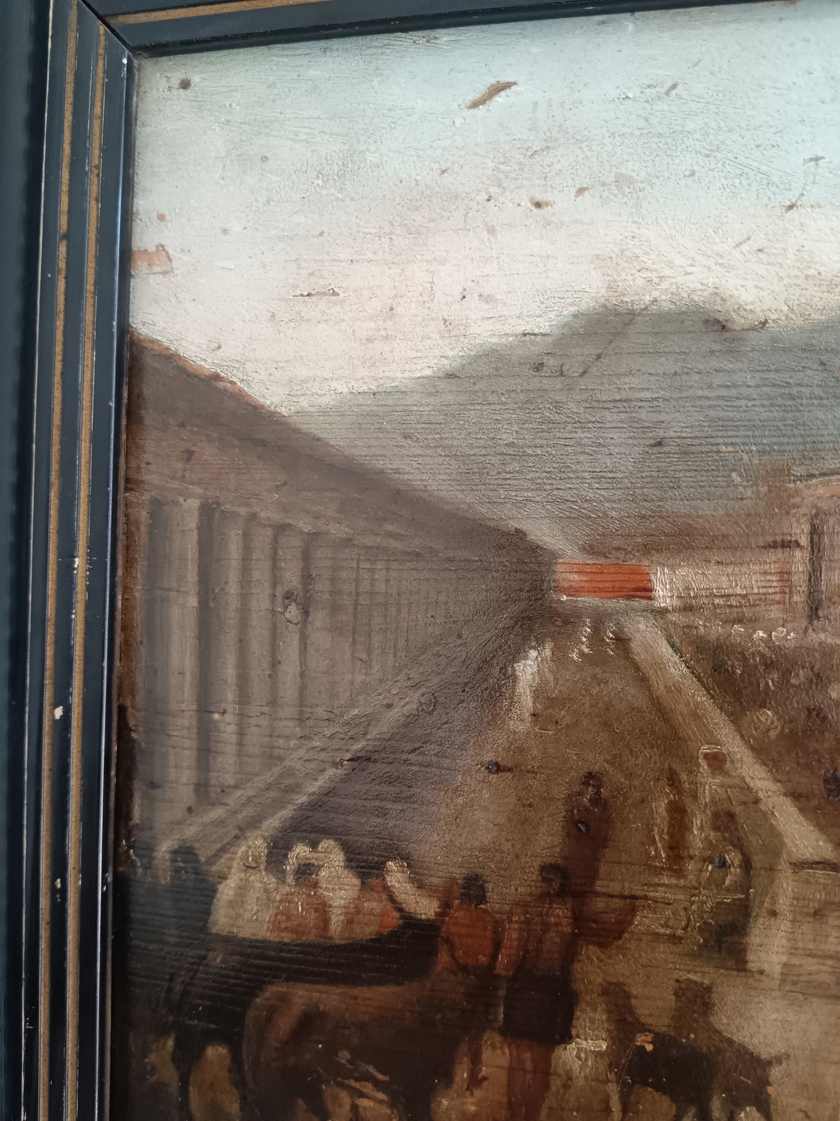 Quadro Antico Ottocento Olio su Tavola Paestum Grand Tour Napoli Caserta 1886