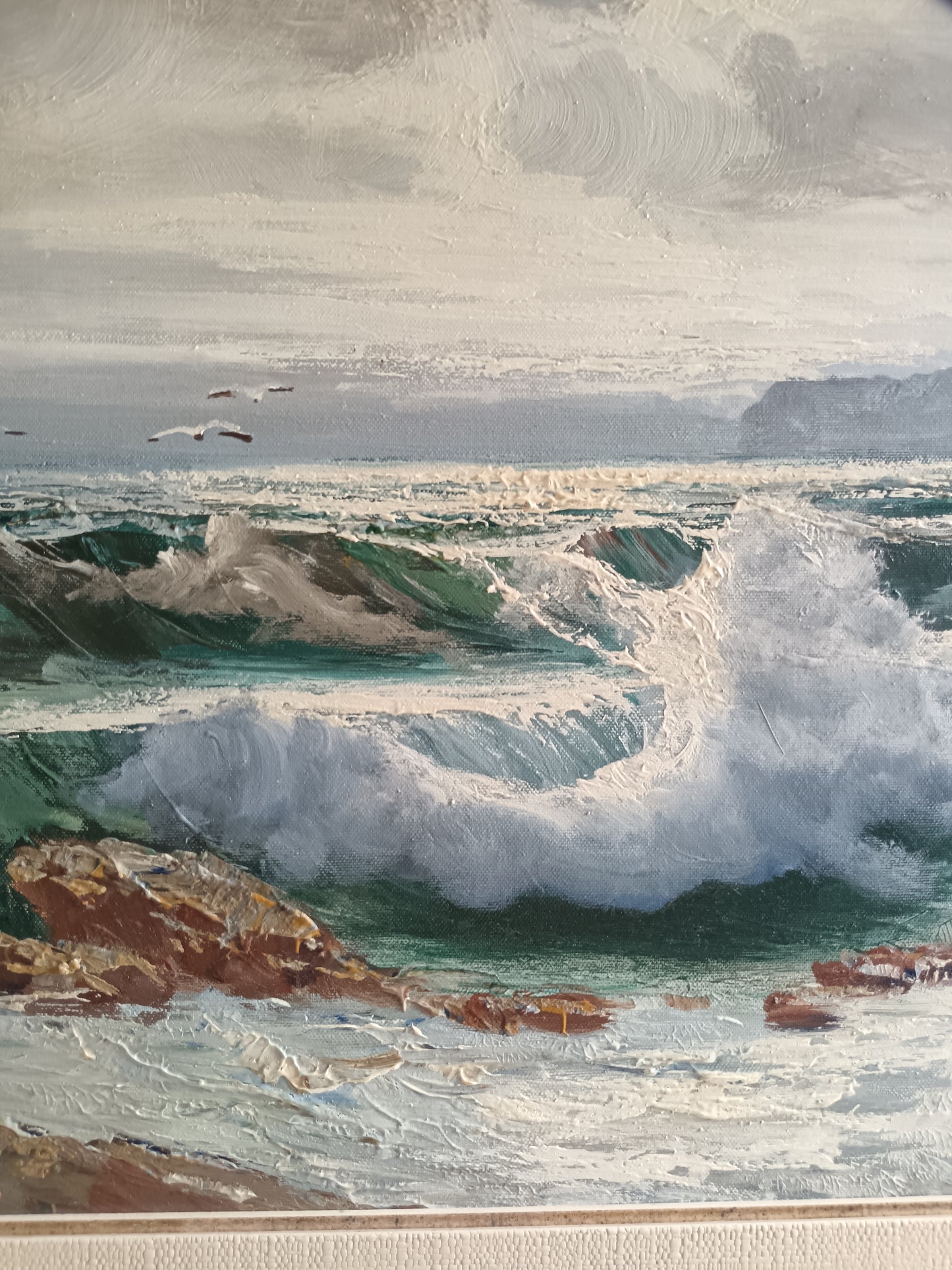 Dipinto Bruno Di Giulio Mareggiata Olio Su Tela 70x50 Autentica Sul Retro