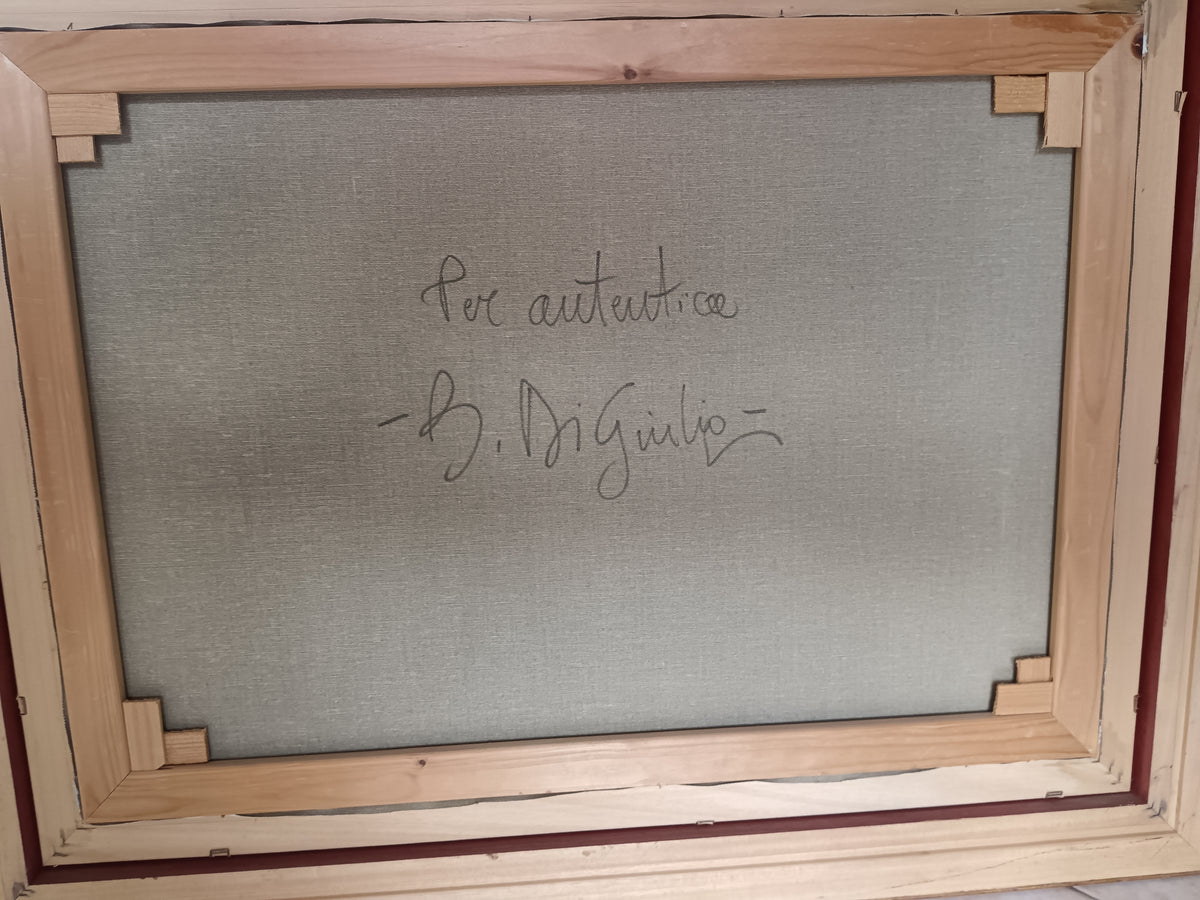 Dipinto Bruno Di Giulio Mareggiata Olio Su Tela 70x50 Autentica Sul Retro