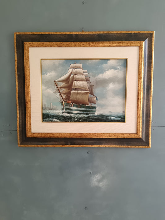 ANTONIO BINI “VELIERO” OLIO SU TELA 30x40 – MARINA – FIRMATO – CERTIFICATO ROMA