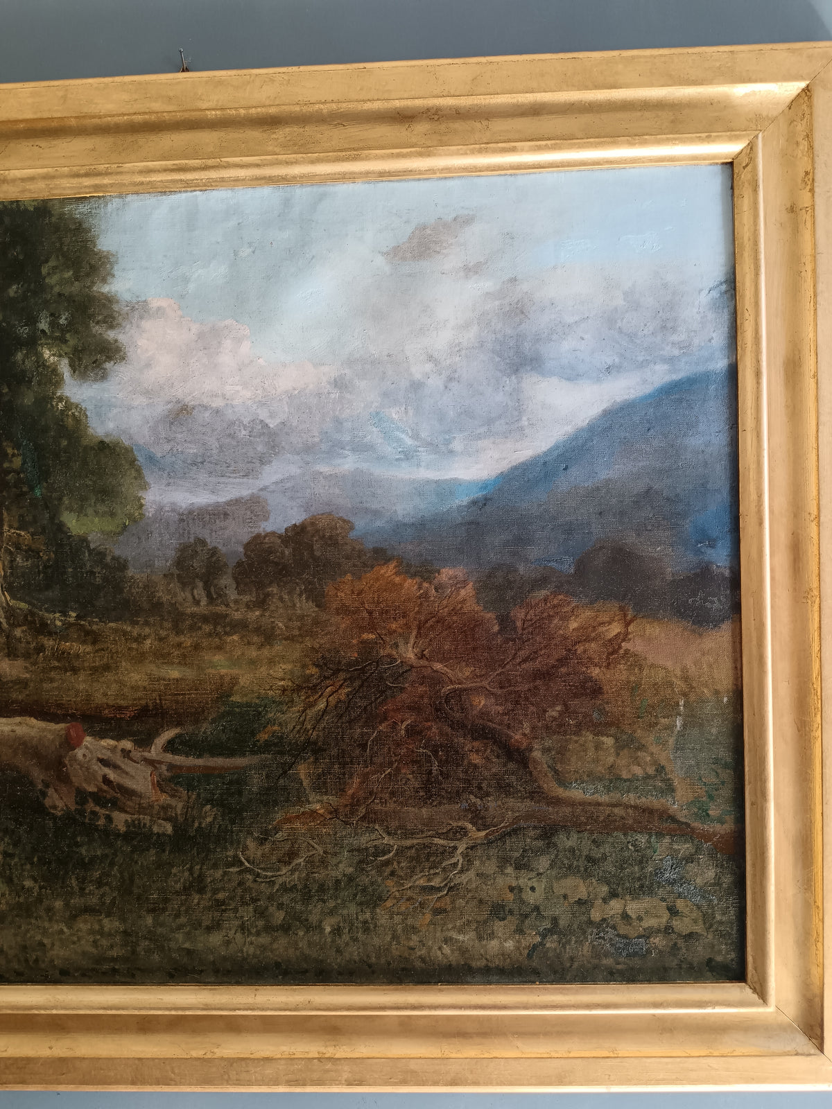 ANTICO DIPINTO OLIO SU TELA – PAESAGGIO ROMANTICO OTTOCENTESCO