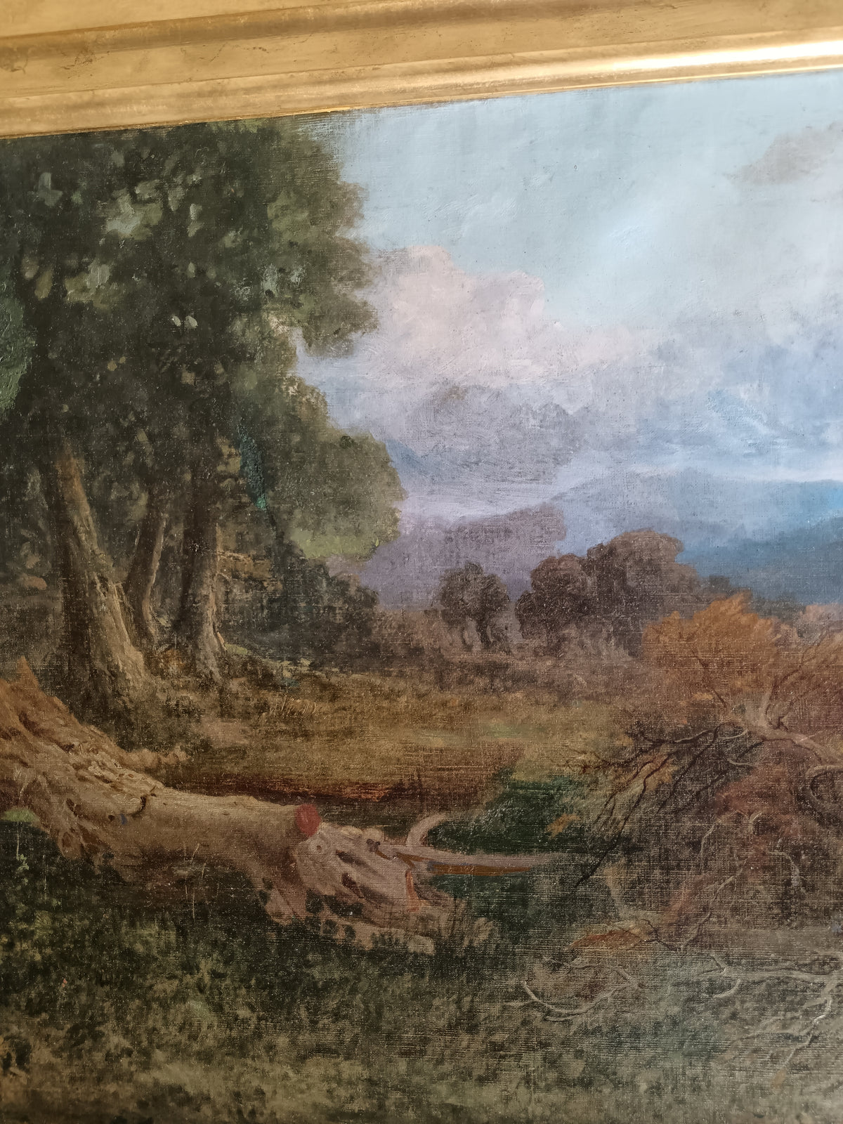 ANTICO DIPINTO OLIO SU TELA – PAESAGGIO ROMANTICO OTTOCENTESCO