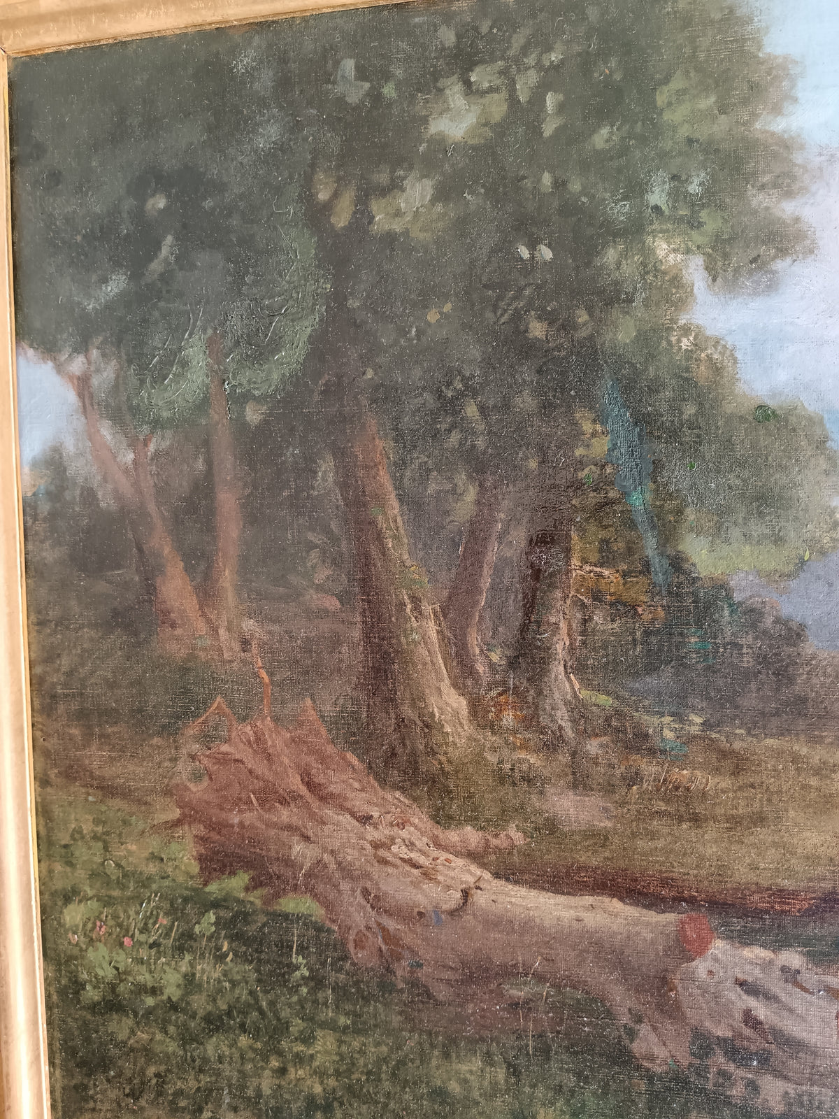 ANTICO DIPINTO OLIO SU TELA – PAESAGGIO ROMANTICO OTTOCENTESCO