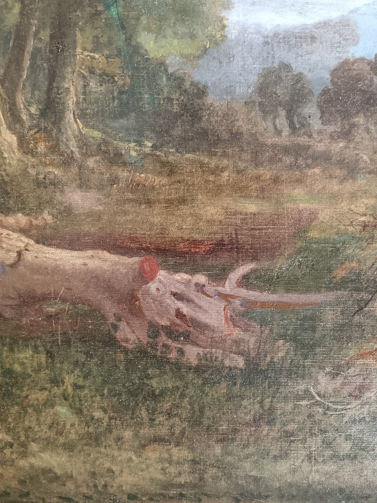 ANTICO DIPINTO OLIO SU TELA – PAESAGGIO ROMANTICO OTTOCENTESCO