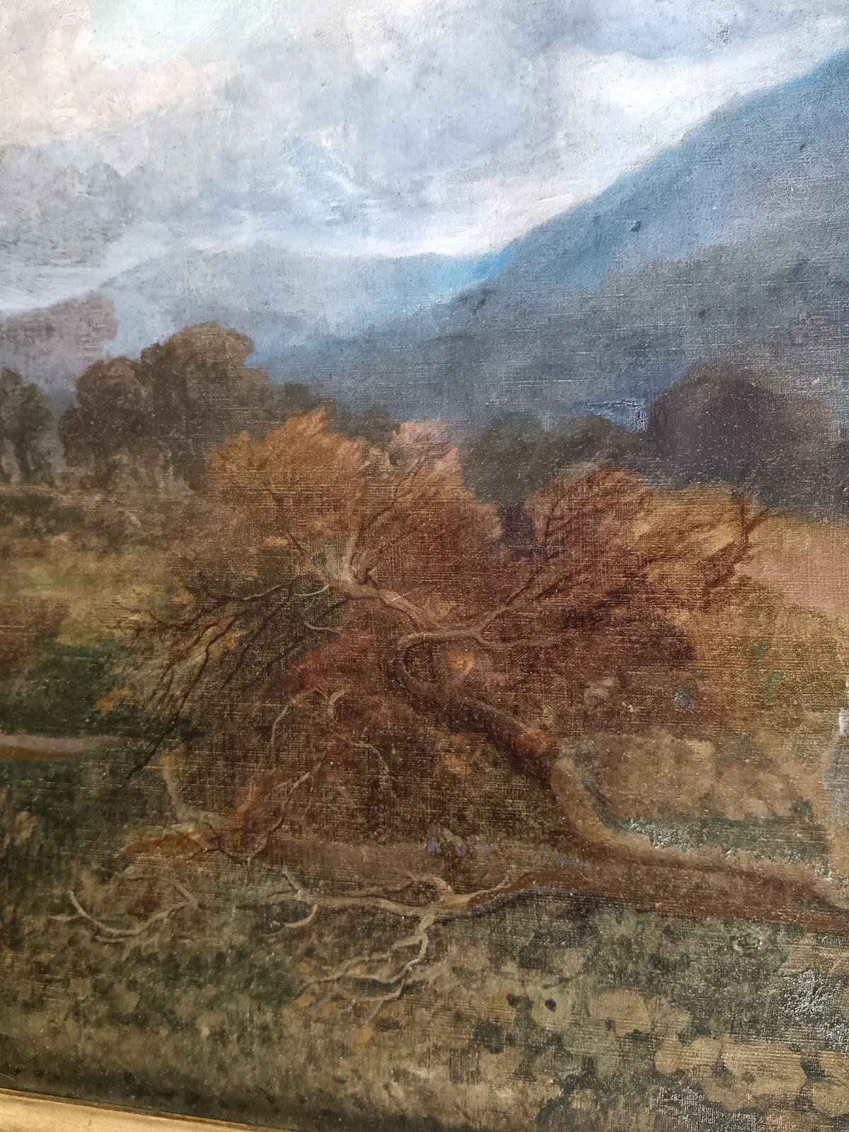 ANTICO DIPINTO OLIO SU TELA – PAESAGGIO ROMANTICO OTTOCENTESCO