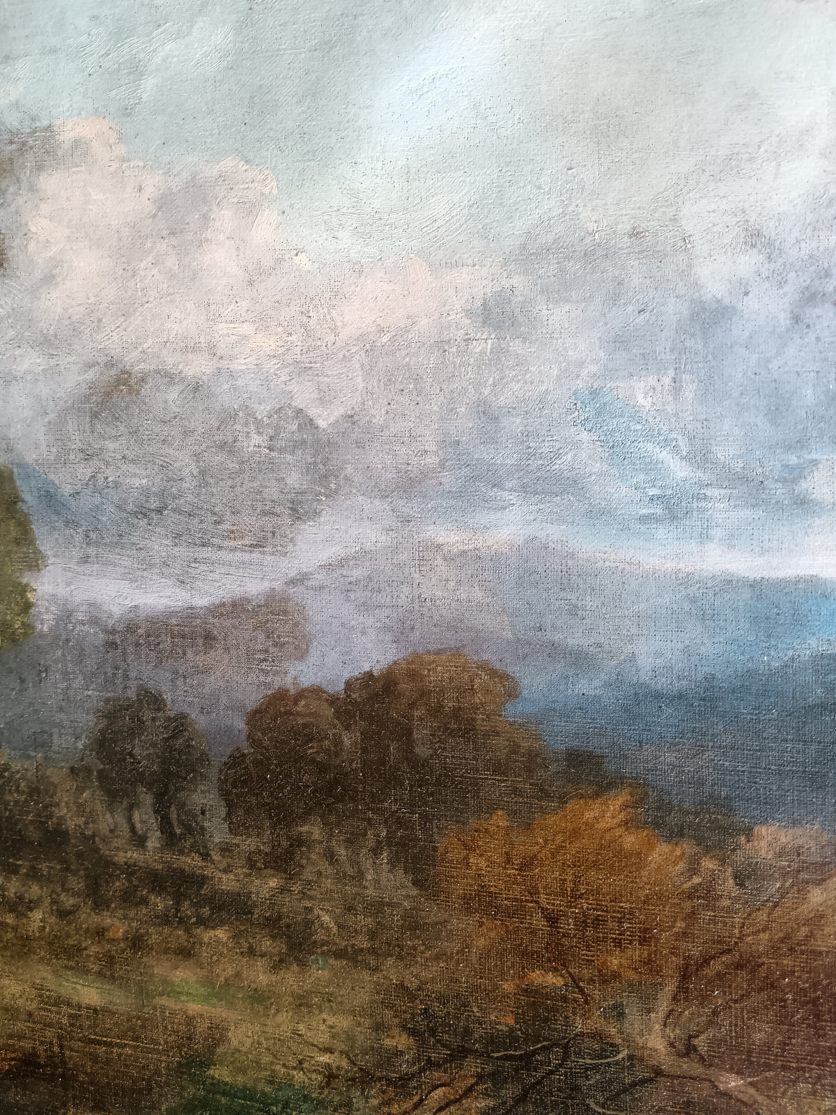 ANTICO DIPINTO OLIO SU TELA – PAESAGGIO ROMANTICO OTTOCENTESCO