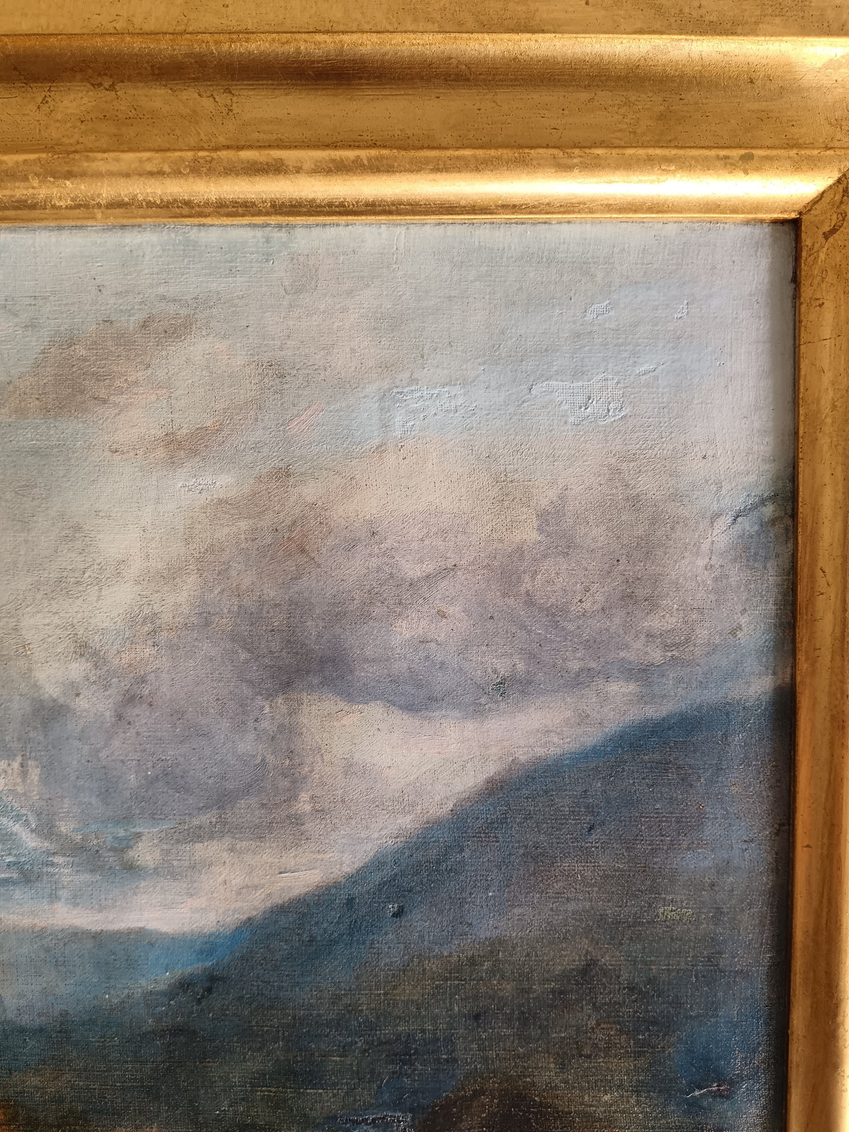 ANTICO DIPINTO OLIO SU TELA – PAESAGGIO ROMANTICO OTTOCENTESCO