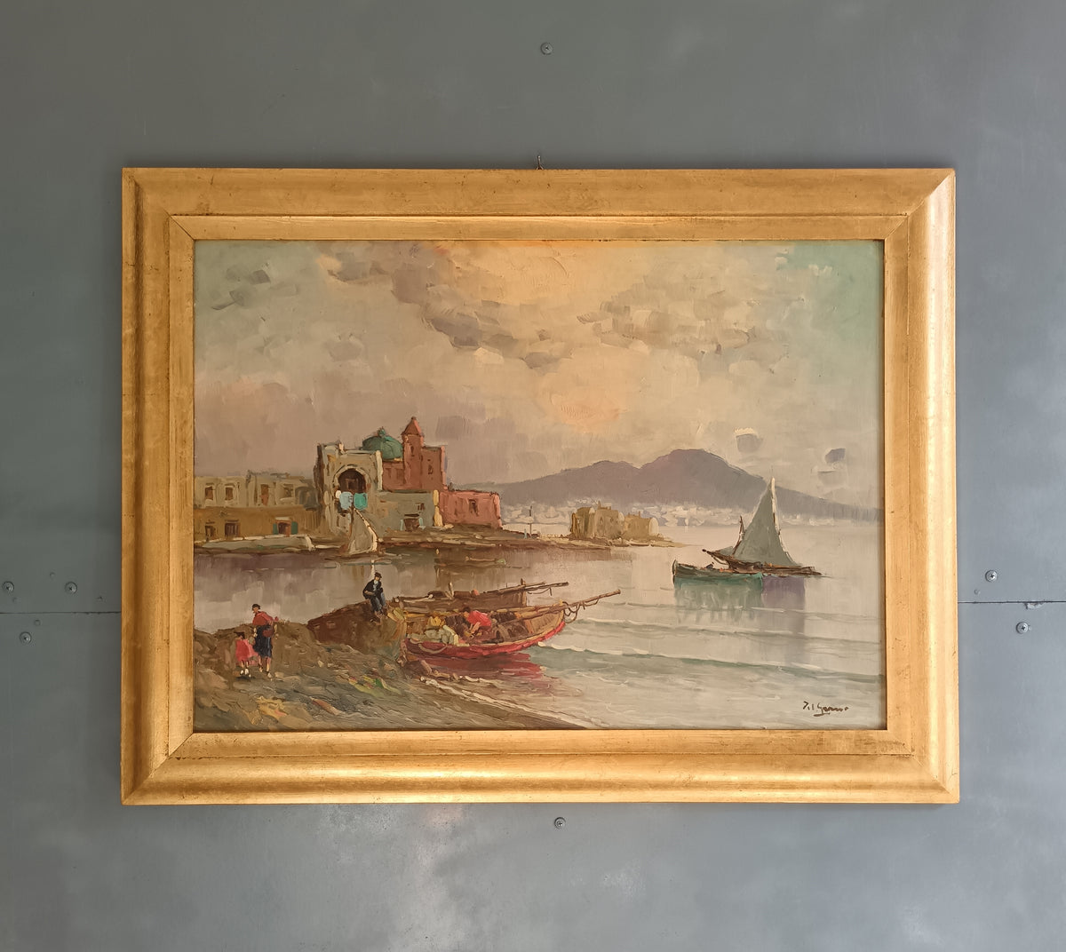 Gianni del grasso ( Torre Del Greco 1945) dipinto olio su legno.