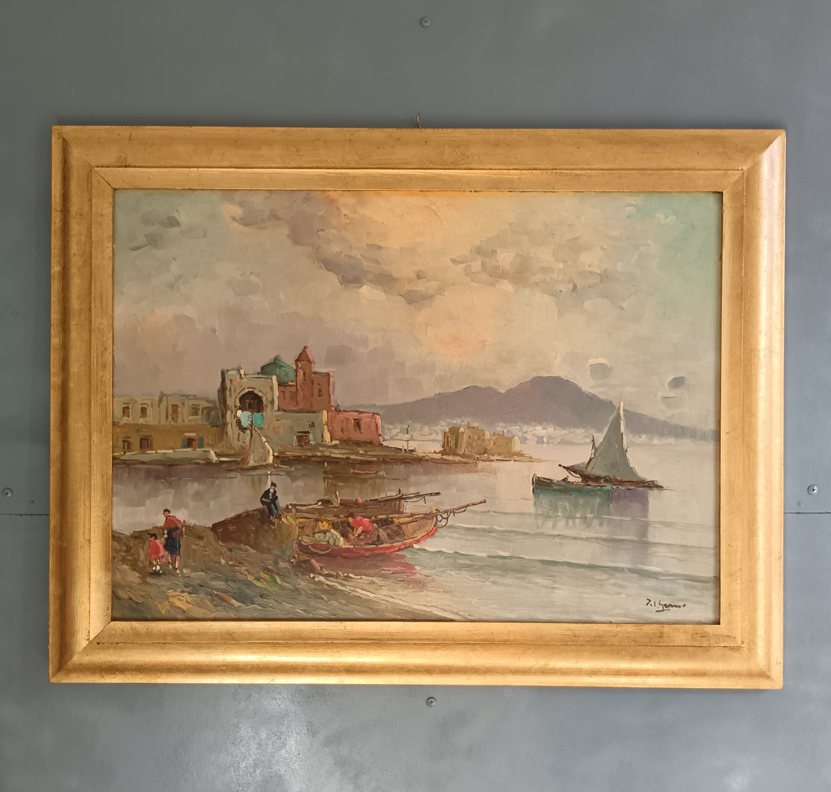 Gianni del grasso ( Torre Del Greco 1945) dipinto olio su legno.