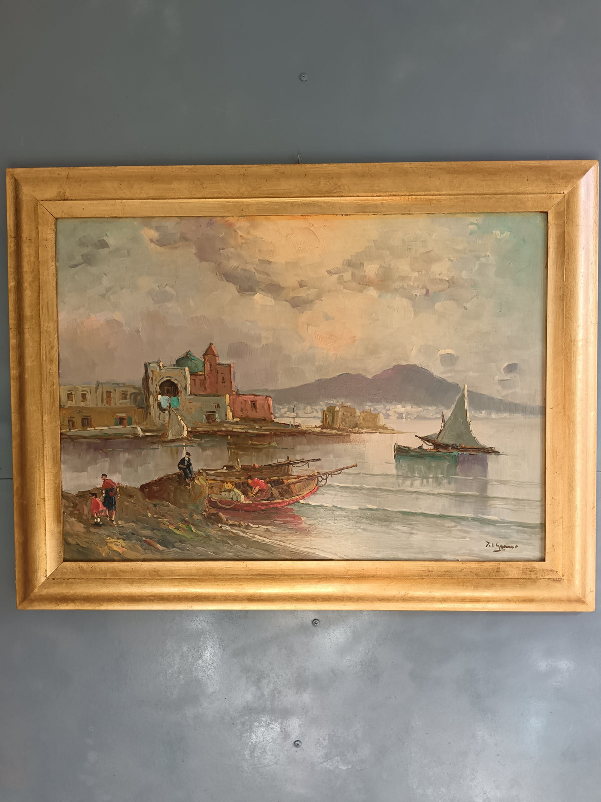 Gianni del grasso ( Torre Del Greco 1945) dipinto olio su legno.