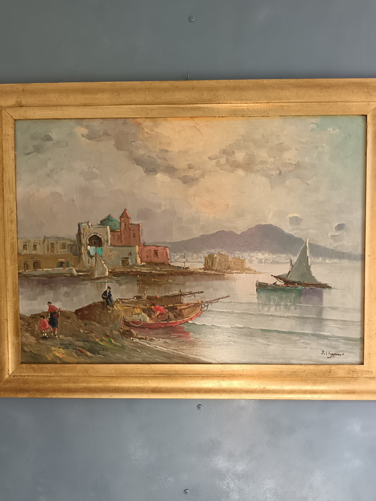 Gianni del grasso ( Torre Del Greco 1945) dipinto olio su legno.
