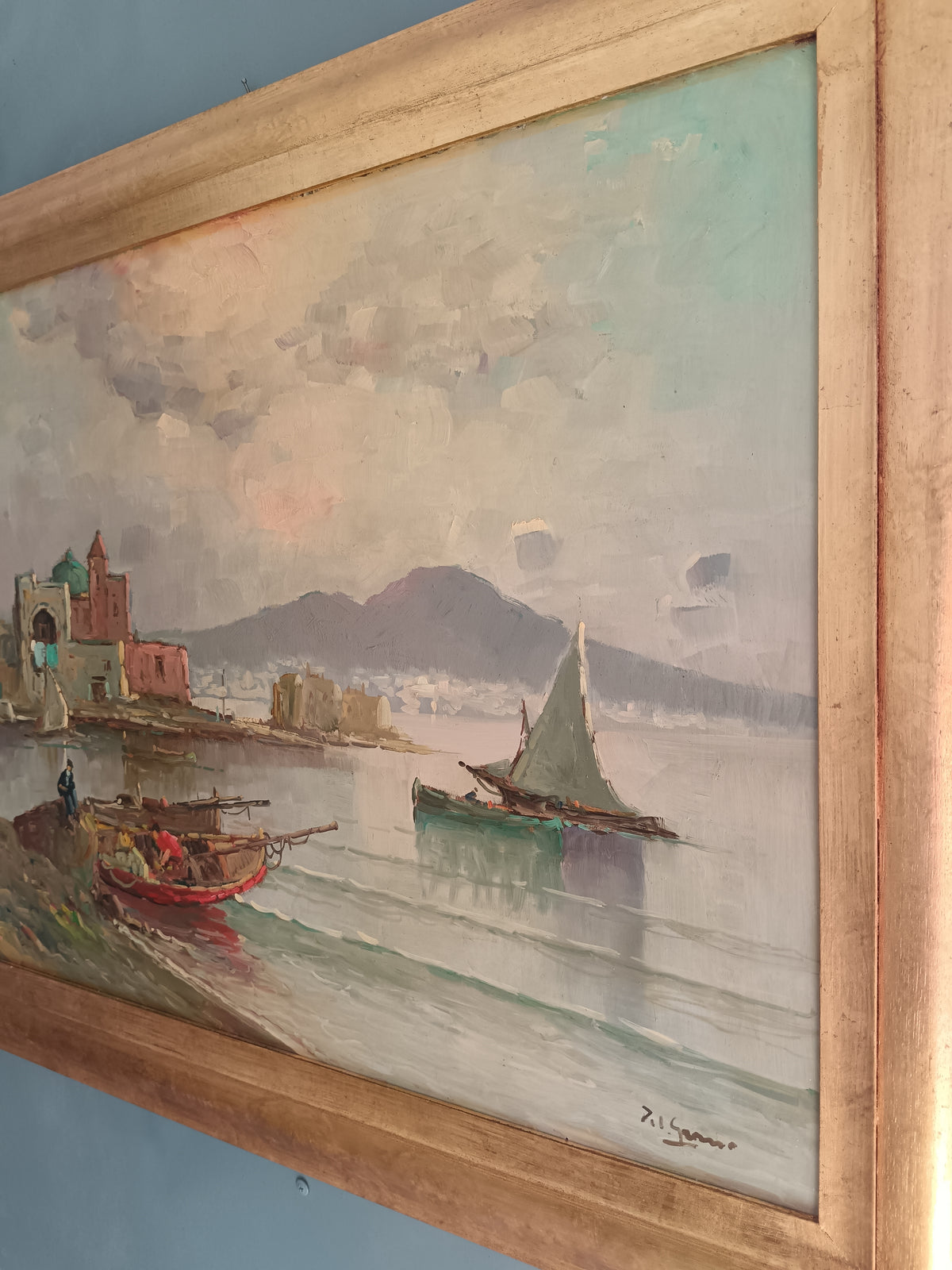 Gianni del grasso ( Torre Del Greco 1945) dipinto olio su legno.
