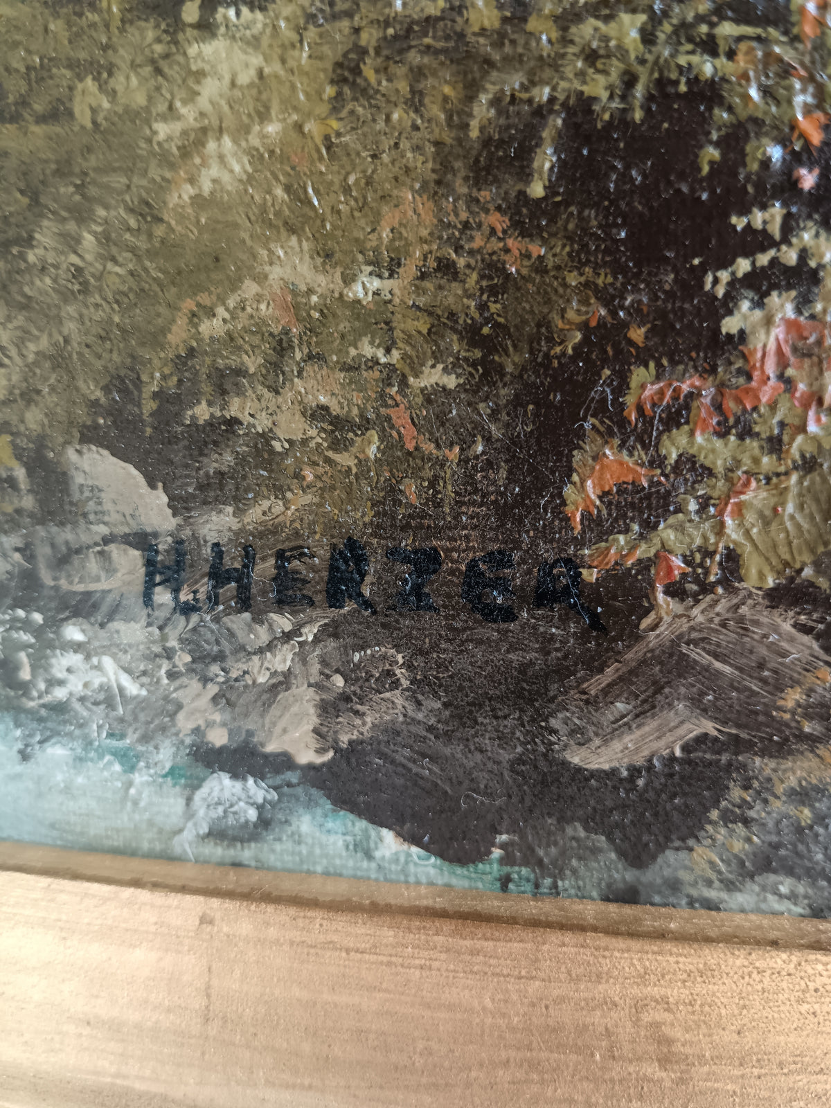 H. Herzer – Veduta della Lütschine, Eiger Nordwand e Fiescherhörner – Olio su tela