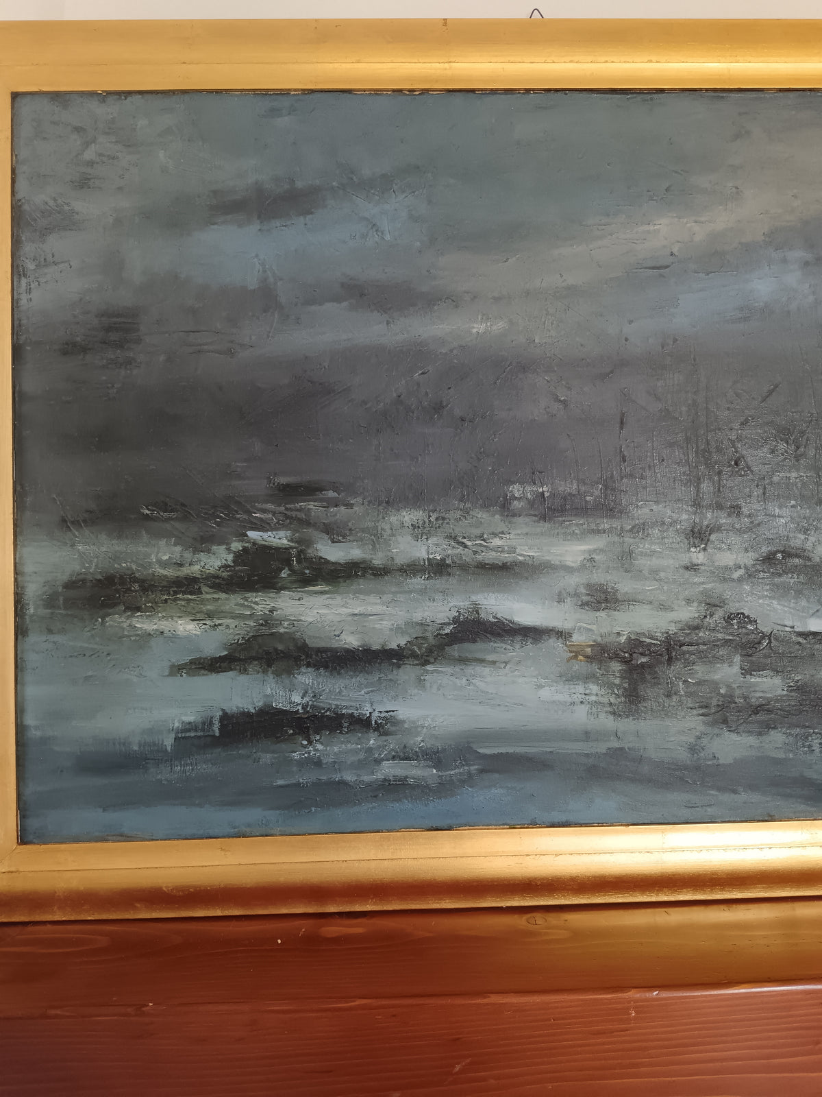 Sergio Gaggetta ( Venezia 1927) olio su tela titolo nevicata