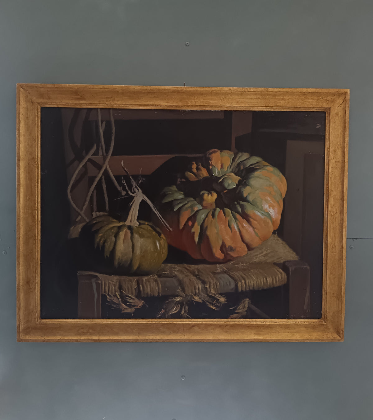 FRANCO BARASCIUTTI Natura Morta con Zucche Olio su Tela Firmato Venezia 82x61 cm