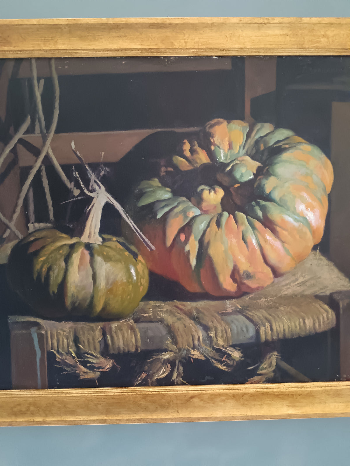 FRANCO BARASCIUTTI Natura Morta con Zucche Olio su Tela Firmato Venezia 82x61 cm