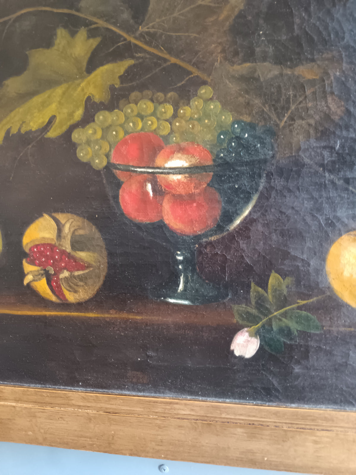 NATURA MORTA CON FRUTTA OLIO SU TELA MONOGRAMMATO MT VINTAGE QUADRO D'EPOCA