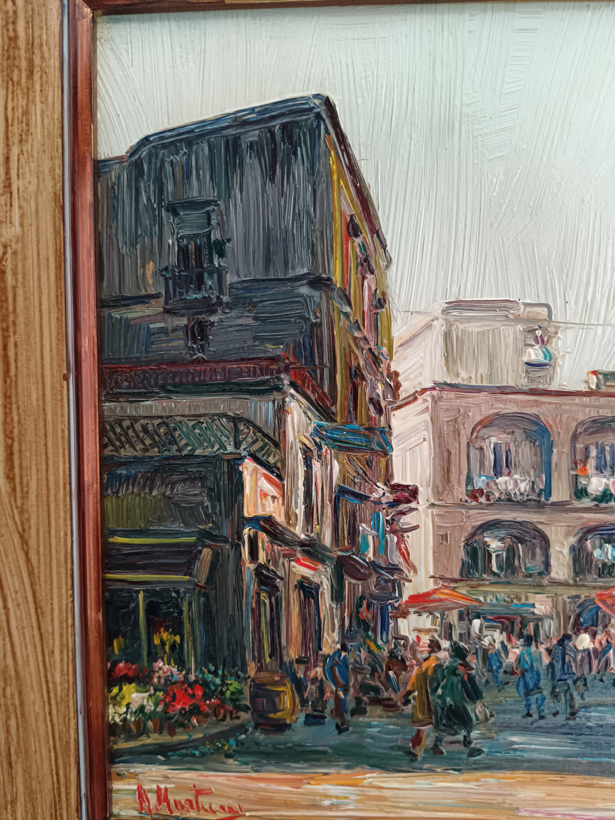 ANTONIO MARTUCCI (Napoli 1934) – MERCATO NAPOLETANO – OLIO SU TAVOLA