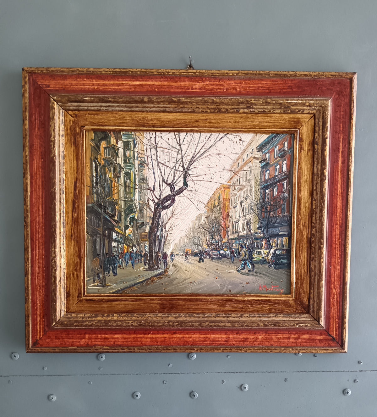 ANTONIO MARTUCCI (NAPOLI 1934) – VIA LUCA GIORDANO AL VOMERO – 2002 – OLIO SU TAVOLA